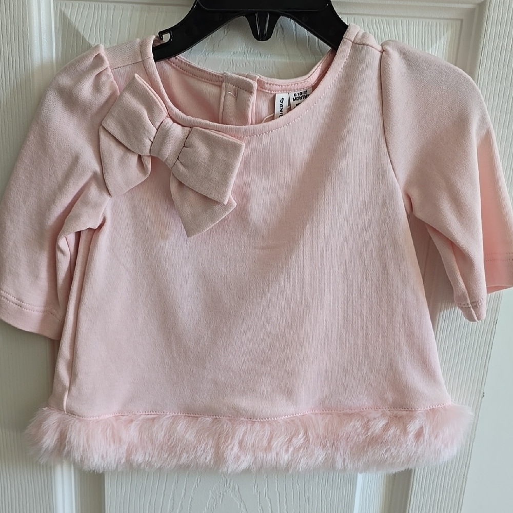 Janie and Jack Pink Sweater with Puff Sleeves and Bow